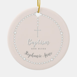 Taufe-Rosenbeet auf Rosa Keramik Ornament