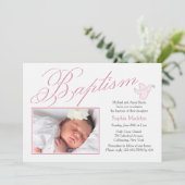Taufe Schriftart Foto Einladung (Stehend Vorderseite)