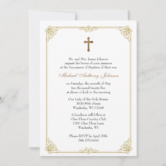 Taufe Selige Mutter Jesus Pink Blauer Blauer Flora Einladung (Vorderseite)