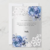 Taufe silber blauen Blumenjungen Dankeschön Karte (Rückseite)