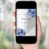 Taufe silber blauen Blumenjungen Dankeschön Karte