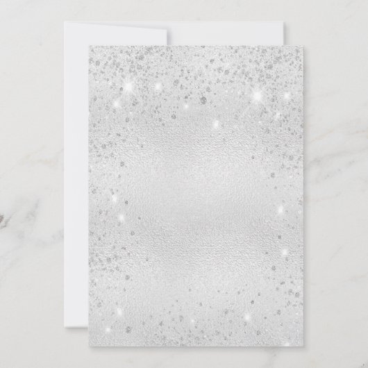 Taufe Silber funkelnde Gold Kreuz Erwachsene Einladung (Rückseite)