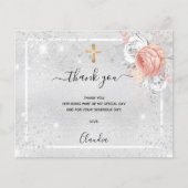 Taufe silber Rose Gold Foto Dankeschön Karte (Vorderseite)