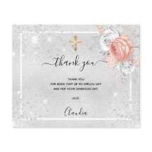 Taufe silber Rose Gold Foto Dankeschön Karte