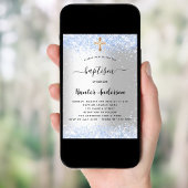 Taufe silberblau Konfetti Baby Luxus Einladung