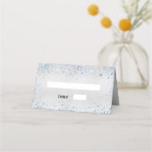 Taufe silberblauer Glitzer Glitzern Platzkarte (Vorderseite)