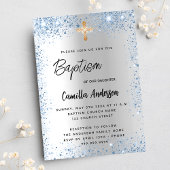 Taufe silberblauer Glitzer Luxus Einladung