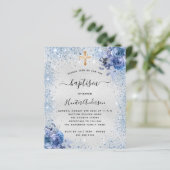 Taufe Silberblauer Junge Blumenzettel (Stehend Vorderseite)