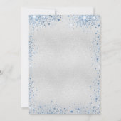 Taufe silberblauer Junge Gold Kreuz Glitzern Luxus Einladung (Rückseite)