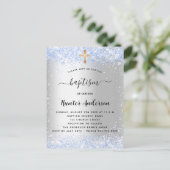 Taufe Silberblauer Konfetti-Baby Einladungspostkarte (Stehend Vorderseite)