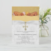 Taufe Silberkreuz mit Foto Einladung (Stehend Vorderseite)