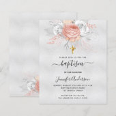 Taufe silberne Rose Gold Mädchen Einladung (Vorne/Hinten)