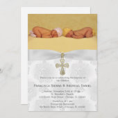 Taufe Silberne Rose mit Foto Einladung (Vorne/Hinten)