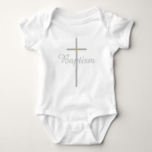 Taufe-silbernes Goldkreuz-Baby-Shirt Baby Strampler