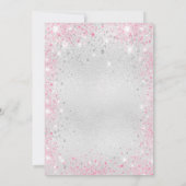 Taufe Silberpink-Girl Blumenblume Glitzer Einladung (Rückseite)