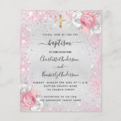 Taufe Silberrosa Zwillinge Blumenzettel (Vorderseite)