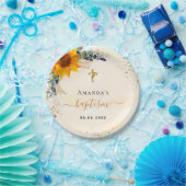 Taufe Sonnenblumen Eukalyptus Glitzer modern Pappteller (Party)