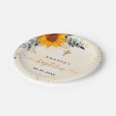 Taufe Sonnenblumen Eukalyptus Glitzer modern Pappteller (Schrägansicht)