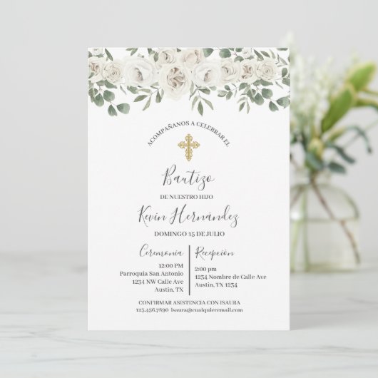 Taufe Spanische Einladung (Stehend Vorderseite)