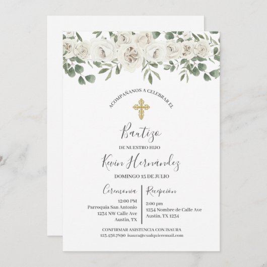 Taufe Spanische Einladung (Vorne/Hinten)