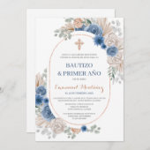 Taufe Spanische Einladung für Baby Boy (Vorne/Hinten)