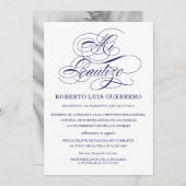 Taufe Spanische Sprache Navy Skript Mi Bautizo Einladung (Vorne/Hinten)