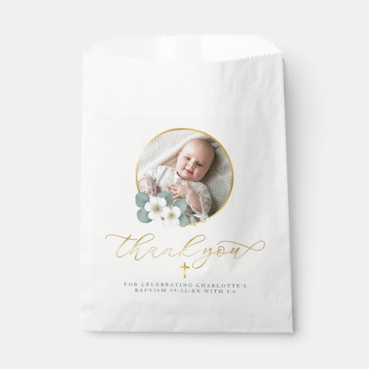 Taufe Tasche mit Dankeschön Nachricht Geschenktütchen (Vorderseite)