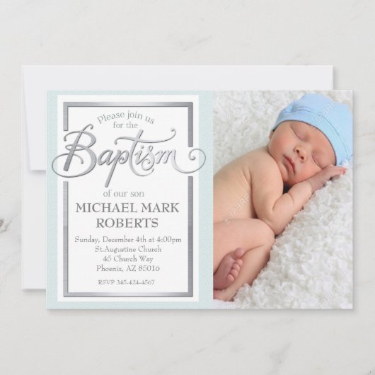 Taufe, Taufe, Boy-Taufe Einladung (Vorderseite)