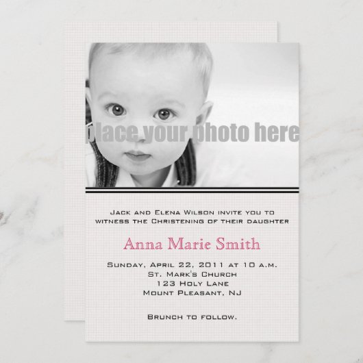 Taufe/Taufe/Dedication-Foto Einladung (Vorne/Hinten)