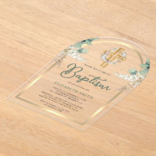 Taufe Taufe des Holzwurms Eukalyptus Gold Arch Acryleinladungen (Ablage )