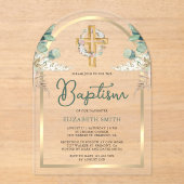 Taufe Taufe des Holzwurms Eukalyptus Gold Arch Acryleinladungen (Vorderseite)