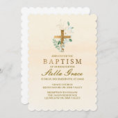 Taufe, Taufe, Grün & Gold Einladung (Vorne/Hinten)