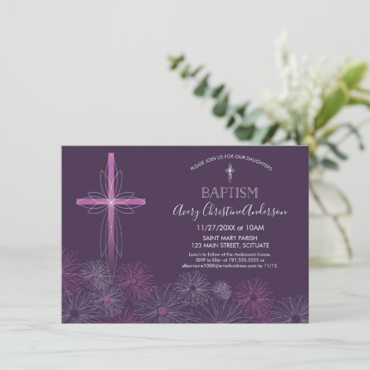 Taufe, Taufeinladung - Mädchen, Gewohnheit Einladung (Stehend Vorderseite)