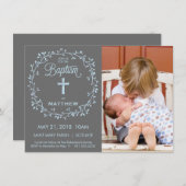 Taufe, TaufFoto-Einladung, Jungen laden ein Einladung (Vorne/Hinten)