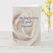 Taufe-/Taufjahrestagsweiß-Rose Karte (Gelbe Blume)