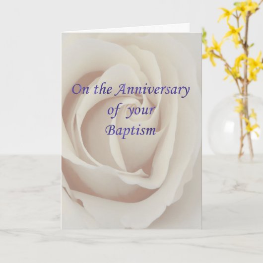 Taufe-/Taufjahrestagsweiß-Rose Karte (Gelbe Blume)