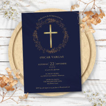 Taufe Taufkleid Navy Blau Gold Kreuz Blumenmuster