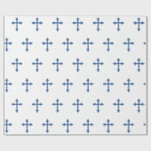 Taufe-Taufkreuz-Bestätigungs-Jungen-Blau Geschenkpapier (Flach)