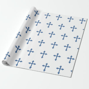 Taufe-Taufkreuz-Bestätigungs-Jungen-Blau Geschenkpapier