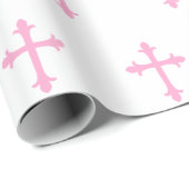 Taufe-Taufkreuz-Bestätigungs-Mädchen-Rosa Geschenkpapier (Rolleneckpunkt)