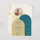 Taufe-UAWG mit aquamarinem Gold RSVP Karte (Vorne/Hinten)