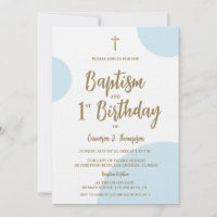 Taufe und erster Geburtstag mit Kreuz Blau Gold