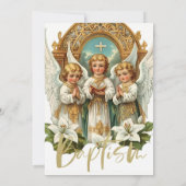 Taufe und Geburtsankündigung Angels Lilies Gold Einladung (Rückseite)