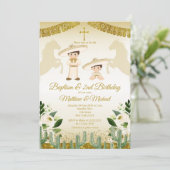 Taufe und Taufe der weißen Twin Boys und 2. Geburt Einladung (Stehend Vorderseite)