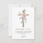 Taufe Vielen Dank Dusty Pink Rose Christlich Dankeskarte (Vorderseite)