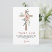 Taufe Vielen Dank Dusty Pink Rose Christlich Dankeskarte (Stehend Vorderseite)