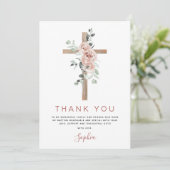 Taufe Vielen Dank Dusty Pink Rose Christlich Dankeskarte (Stehend Vorderseite)