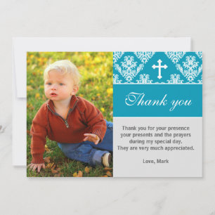 Taufe Vielen Dank Hinweis Custom Foto Card Aquamar Mitteilungskarte