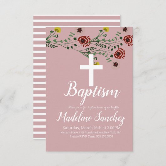 Taufe Vintage Enthüllung Christening Einladung (Vorne/Hinten)