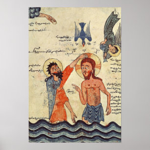 Taufe von Christus, von einem Evangelium Poster
